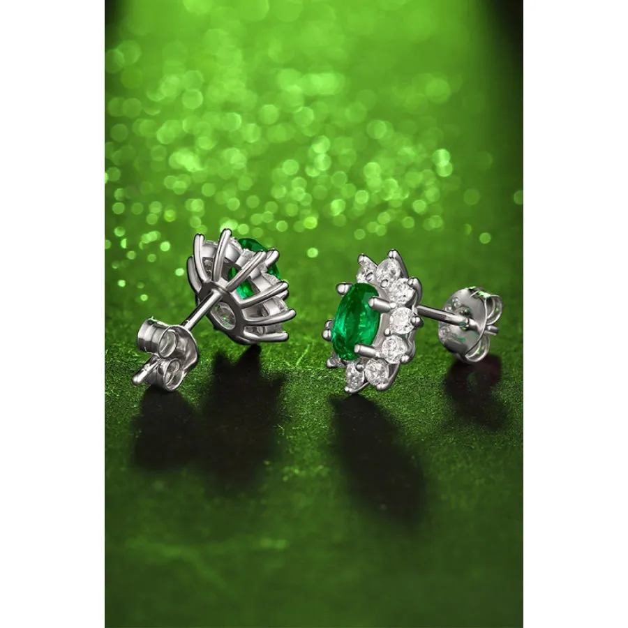 1 Carat Lab-Grown Emerald Stud Earrings