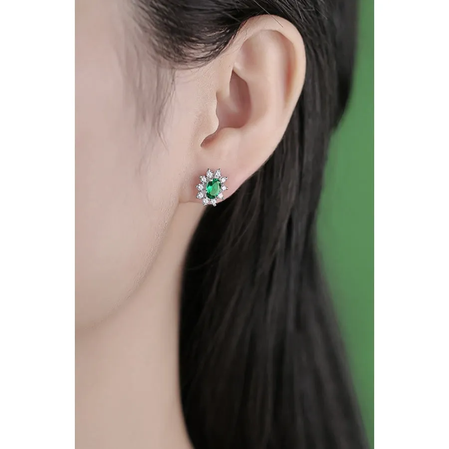 1 Carat Lab-Grown Emerald Stud Earrings