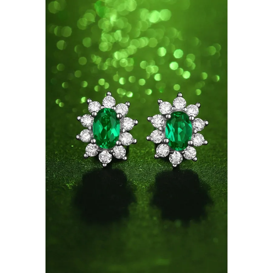 1 Carat Lab-Grown Emerald Stud Earrings