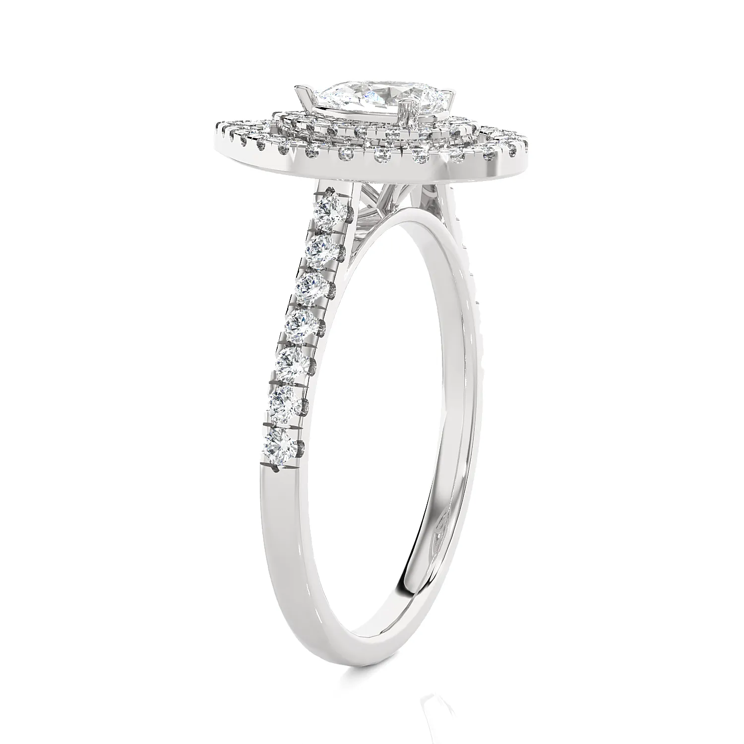 1 ctw Pear-Shaped Lab Grown Diamond Halo Engagement Ring