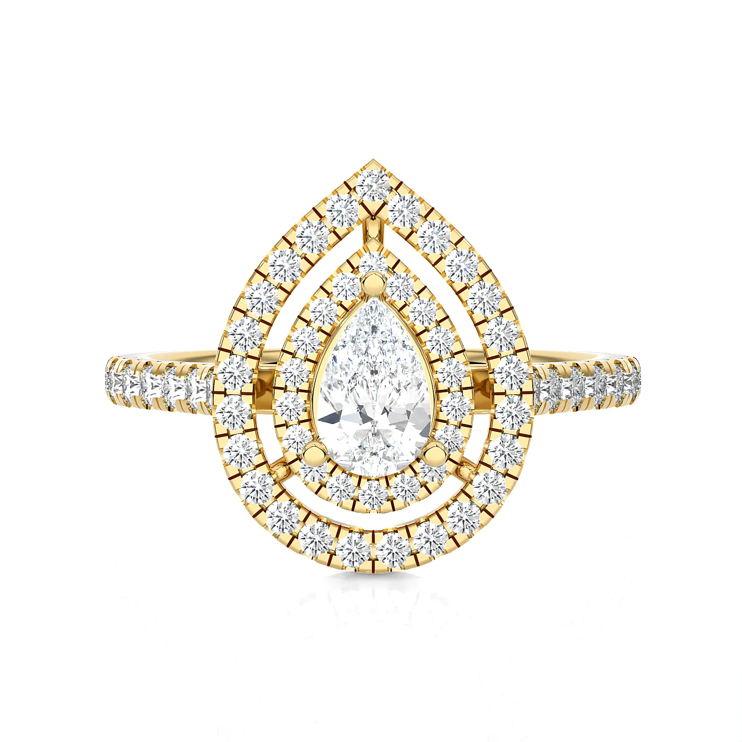 1 ctw Pear-Shaped Lab Grown Diamond Halo Engagement Ring