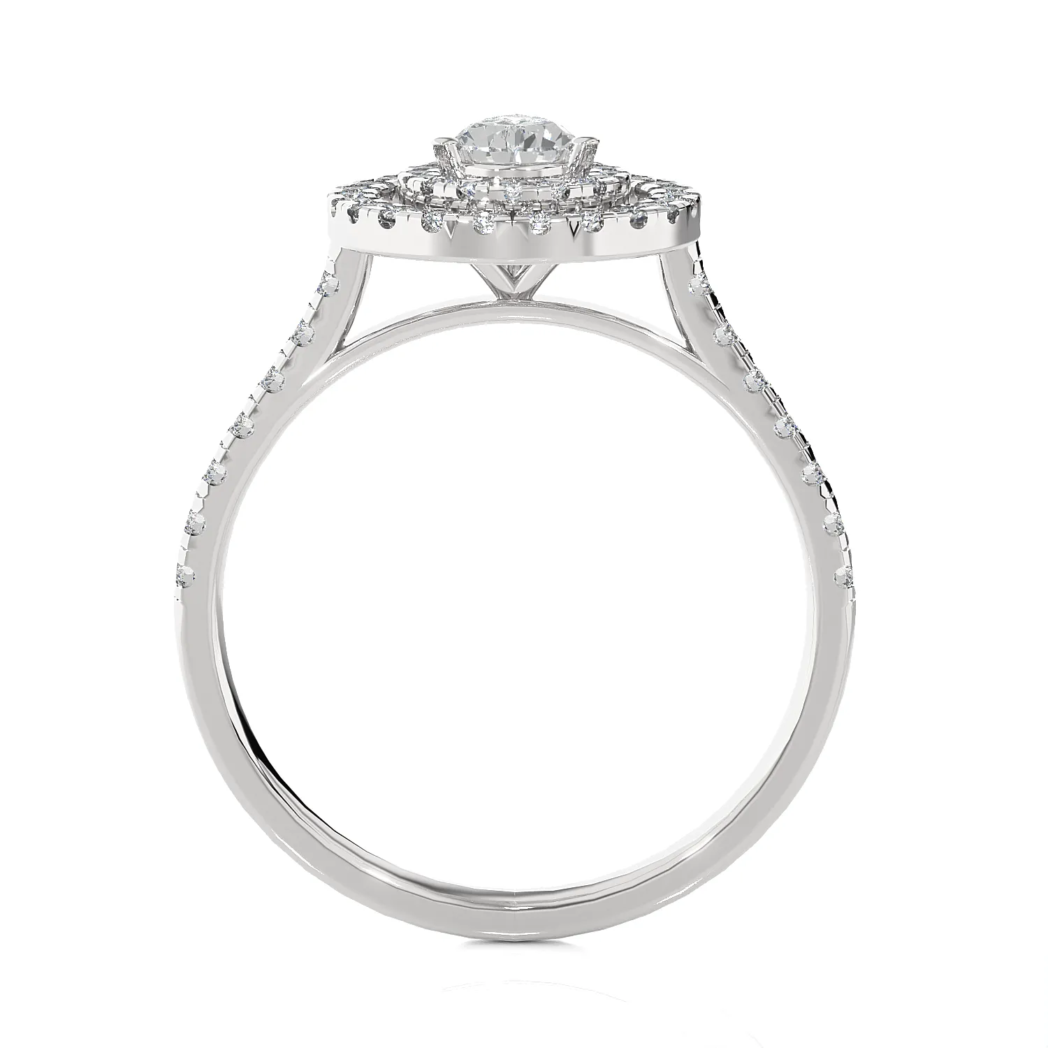 1 ctw Pear-Shaped Lab Grown Diamond Halo Engagement Ring