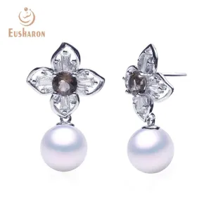 10 Pairs Four Leaves Flower Edison Pearl Earrings