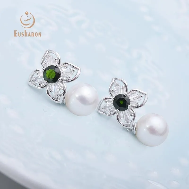 10 Pairs Four Leaves Flower Edison Pearl Earrings