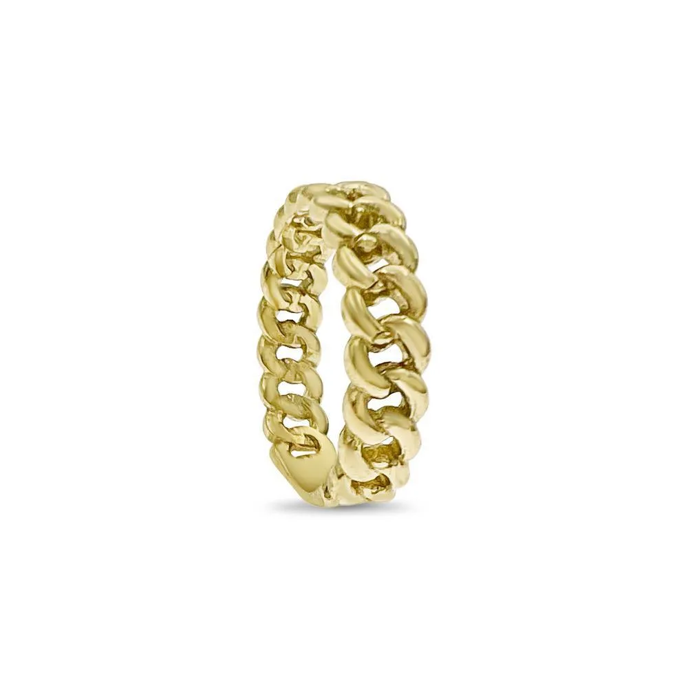 10k Gold Stackable Cuban Link Chain Ring Women Band Size 7