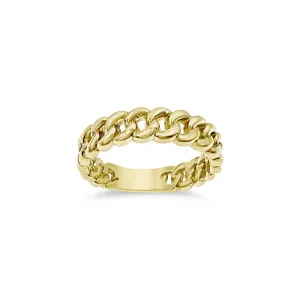 10k Gold Stackable Cuban Link Chain Ring Women Band Size 7