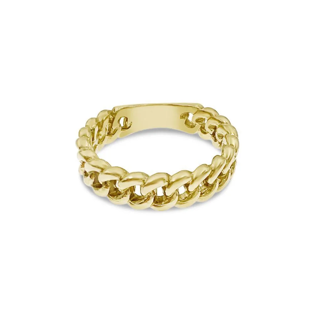 10k Gold Stackable Cuban Link Chain Ring Women Band Size 7