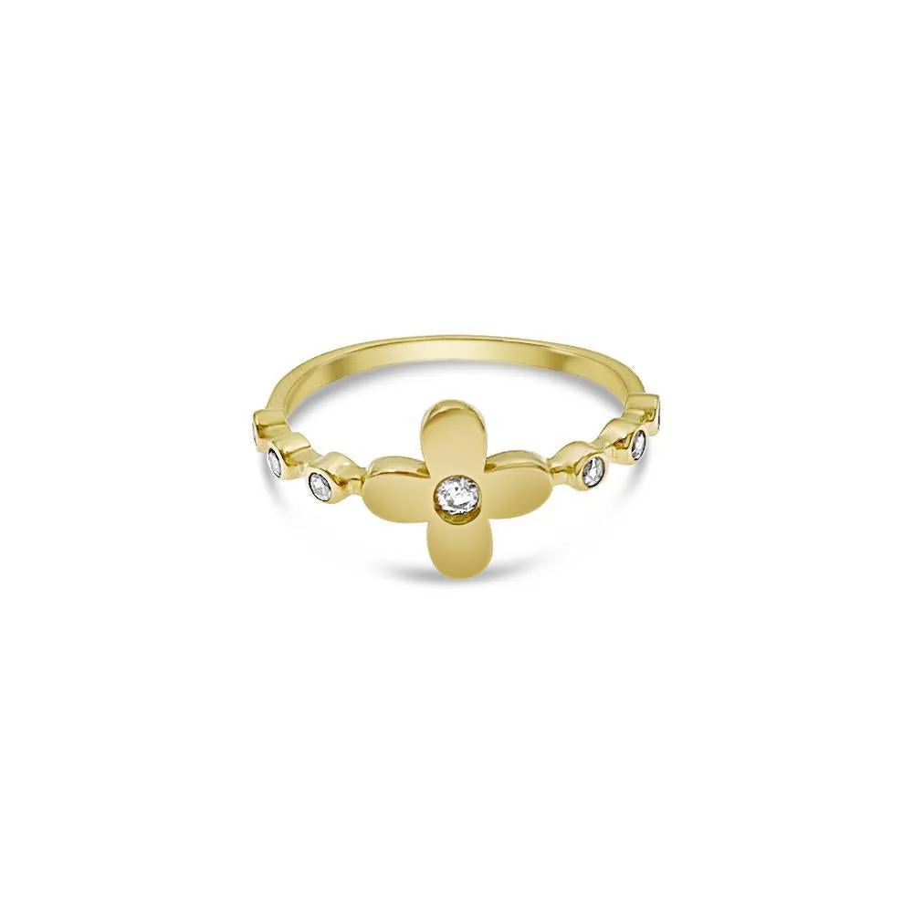 10k Gold Stackable Flower Ring Women Band Size 7