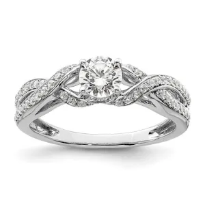 10k or 14k White Gold Lab Grown Diamond SI1/SI2, G H I, Twist Design Complete Engagement Ring