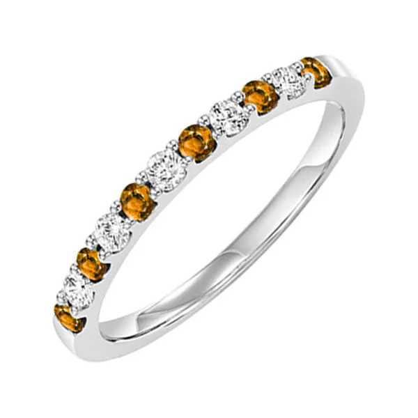 10Kt White Gold Diamond 1/5Ctw & Citrine 1/6Ctw Ring