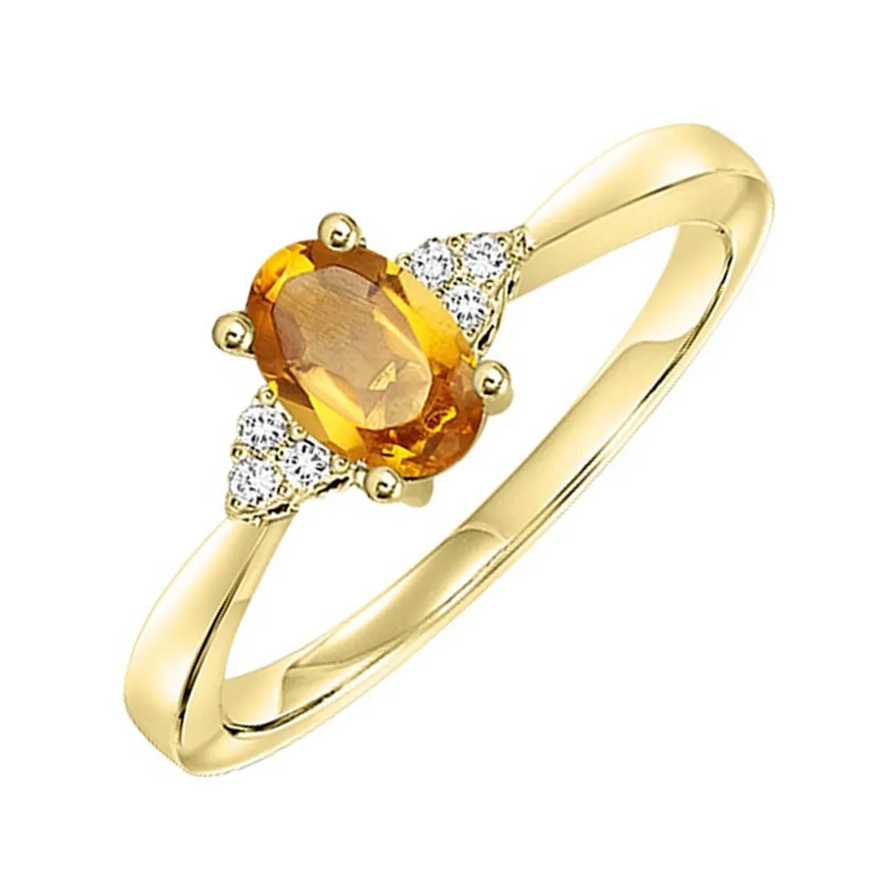 10Kt Yellow Gold Diamond 1/20Ctw & Citrine 1/2Ctw Ring