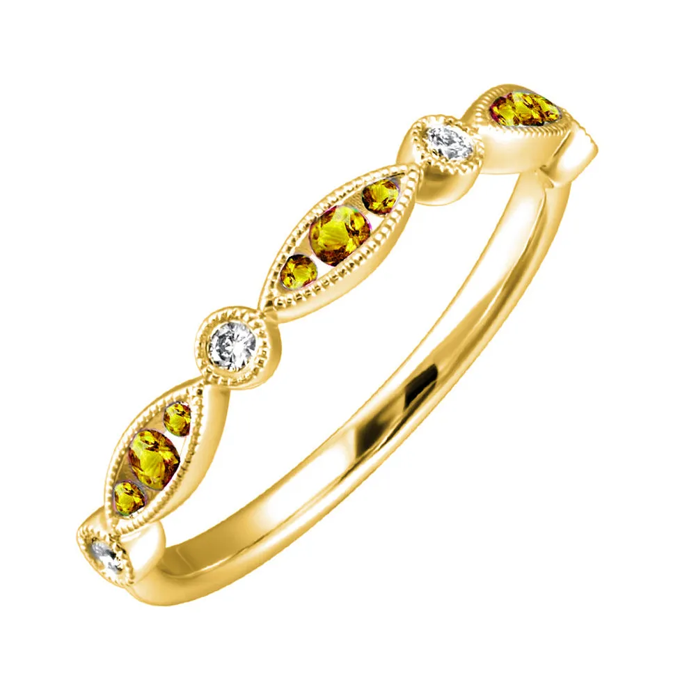 10Kt Yellow Gold Diamond 1/20Ctw & Citrine 1/5Ctw Ring