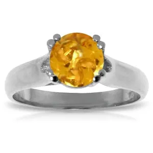 1.1 Carat 14K Solid White Gold Eyes Closed Citrine Ring