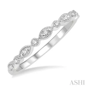 1/10 Ctw Marquise & Circular Mount Round Cut Diamond Stackable Band in 14K White Gold