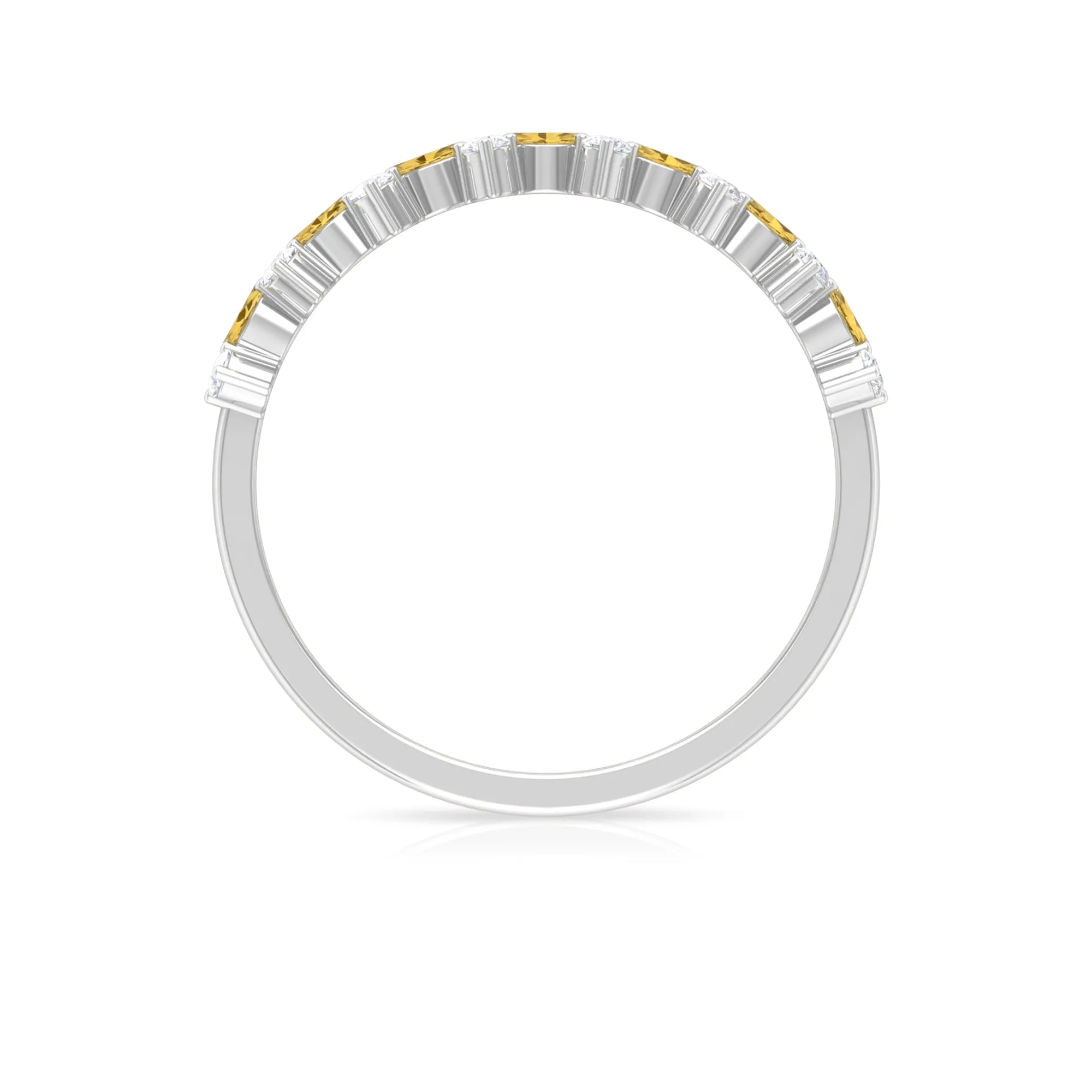 1/2 CT Classic Marquise Citrine and Diamond Half Eternity Ring