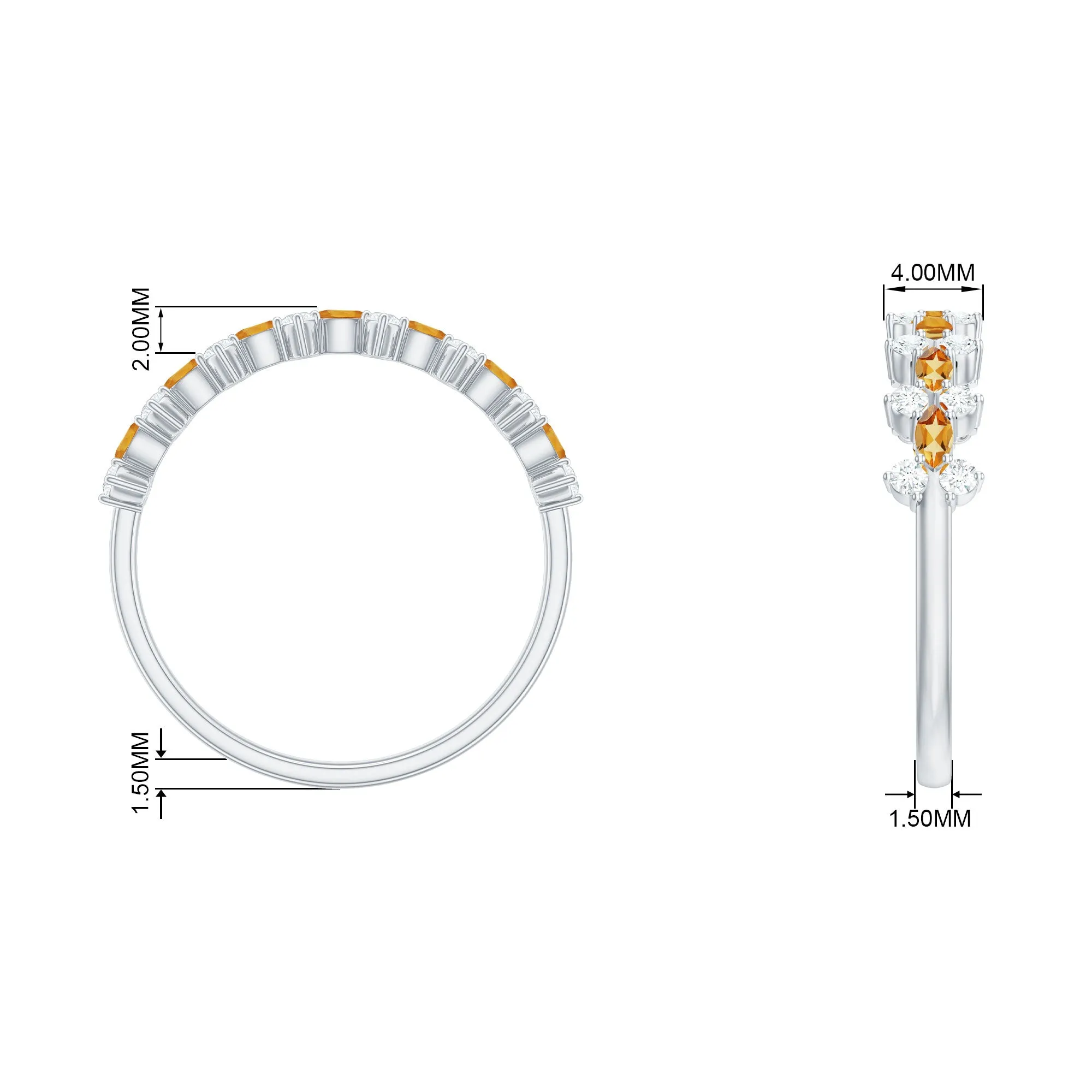 1/2 CT Classic Marquise Citrine and Diamond Half Eternity Ring