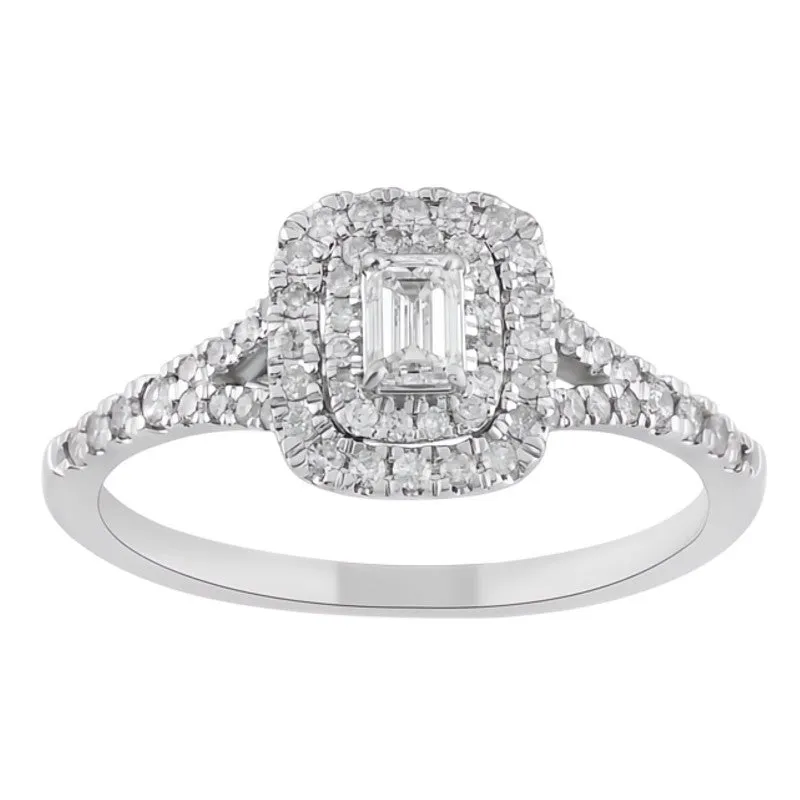 1/2ctw Diamond Double Halo Engagement Ring