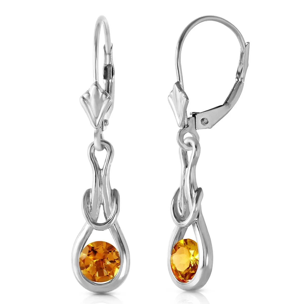 1.3 Carat 14K Solid White Gold Checkmate Citrine Earrings