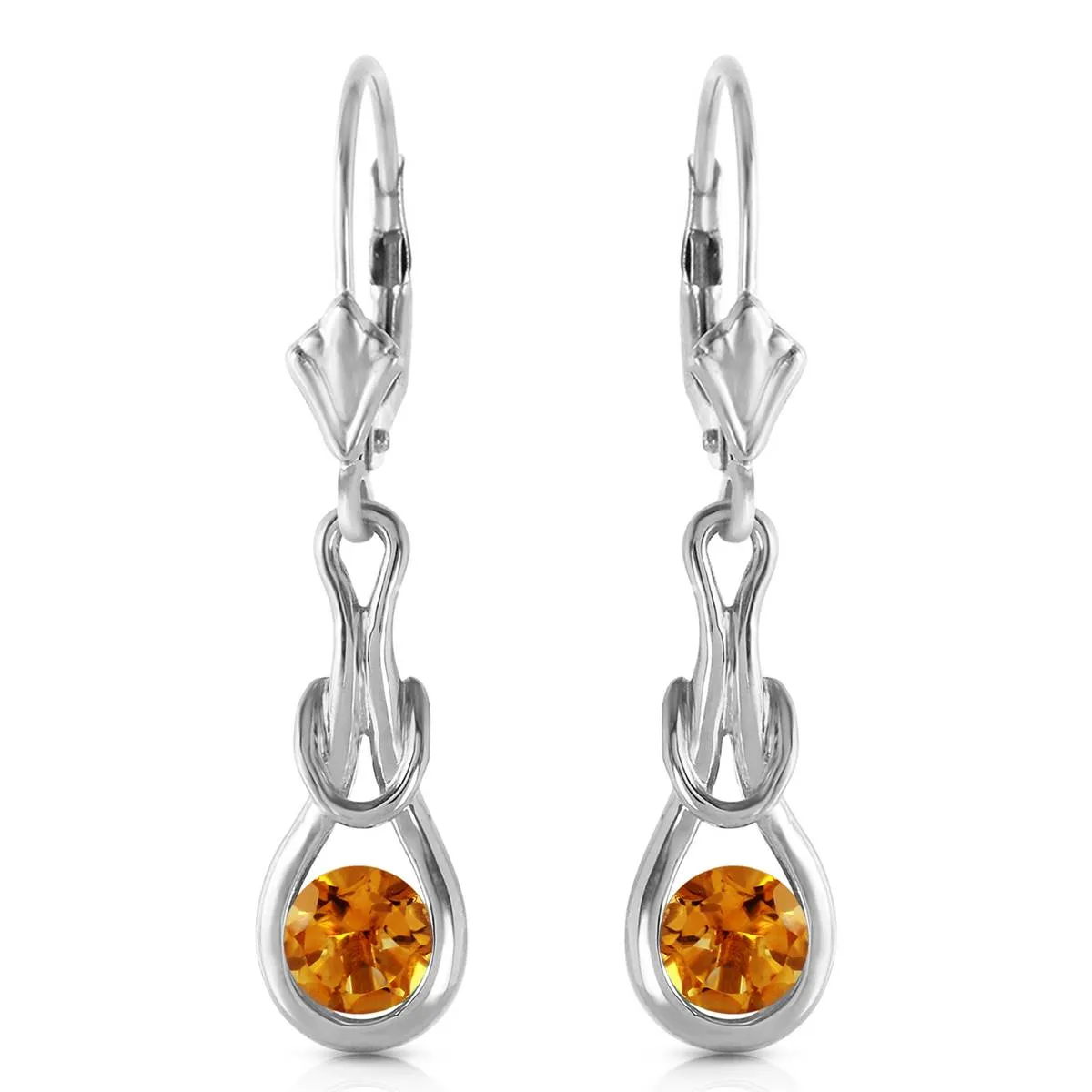 1.3 Carat 14K Solid White Gold Checkmate Citrine Earrings