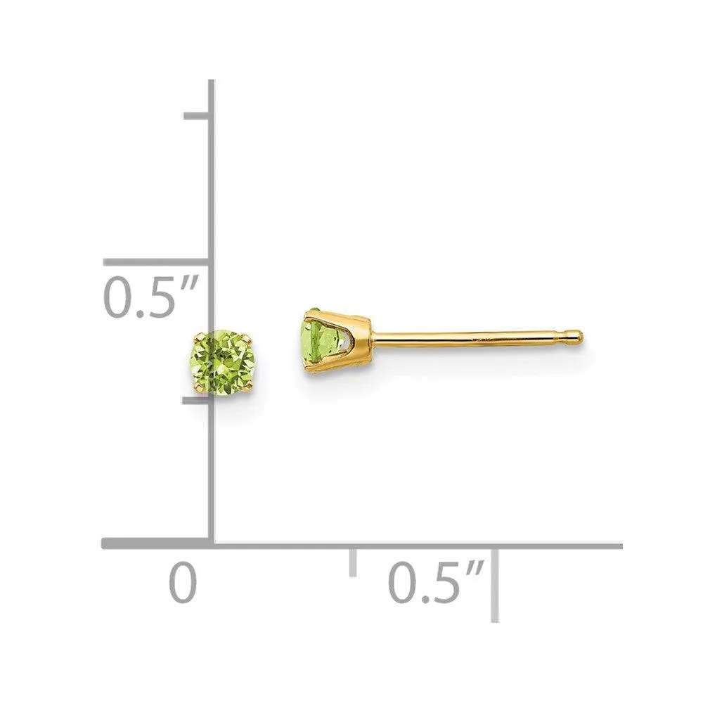 14k 3mm August/Peridot Post Earrings