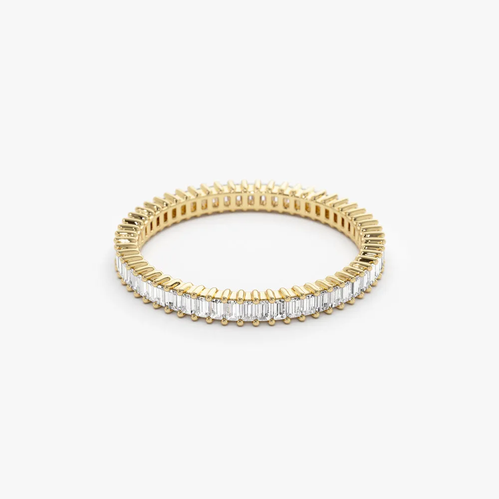 14k Dainty Stackable Full Eternity Baguette Diamond Ring