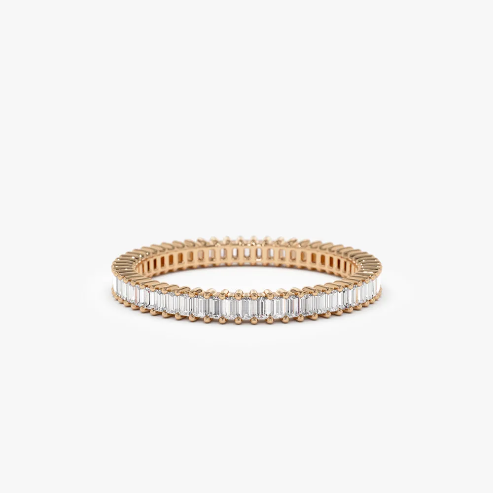 14k Dainty Stackable Full Eternity Baguette Diamond Ring