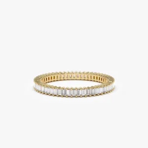 14k Dainty Stackable Full Eternity Baguette Diamond Ring