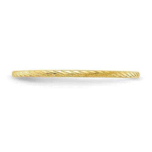 14K Gold 1.2mm Twisted Wire Pattern Stackable Band