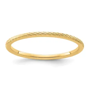 14K Gold 1.2mm Twisted Wire Pattern Stackable Band