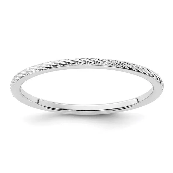 14K Gold 1.2mm Twisted Wire Pattern Stackable Band