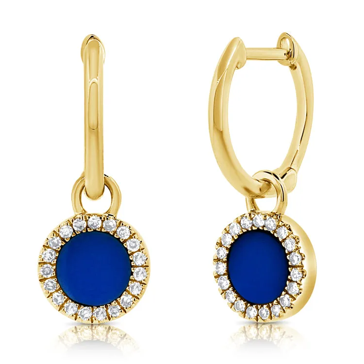 14k Gold & Diamond Lapis Earrings- 0.12ct.