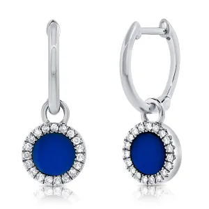 14k Gold & Diamond Lapis Earrings- 0.12ct.