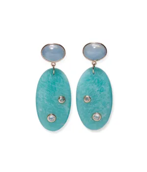 14k Gold, Aquamarine & Amazonite Earrings