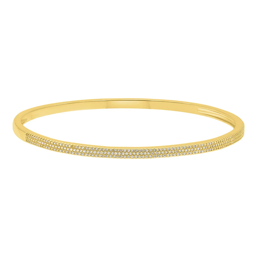 14k Gold Plated Marquis and Pave Stacking Bangle Bracelet Set