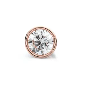 14k Rose Gold Bezel Round Diamond Single Stud Earring 0.16ctw (3.4mm Ea), J-k Color, Si Clarity