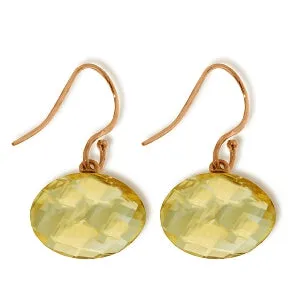 14K Solid Rose Gold Fish Hook Natural Citrine Earrings Certified