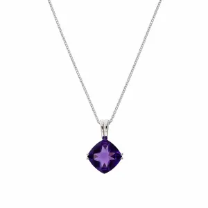 14K White Gold Cushion Amethyst Pendant