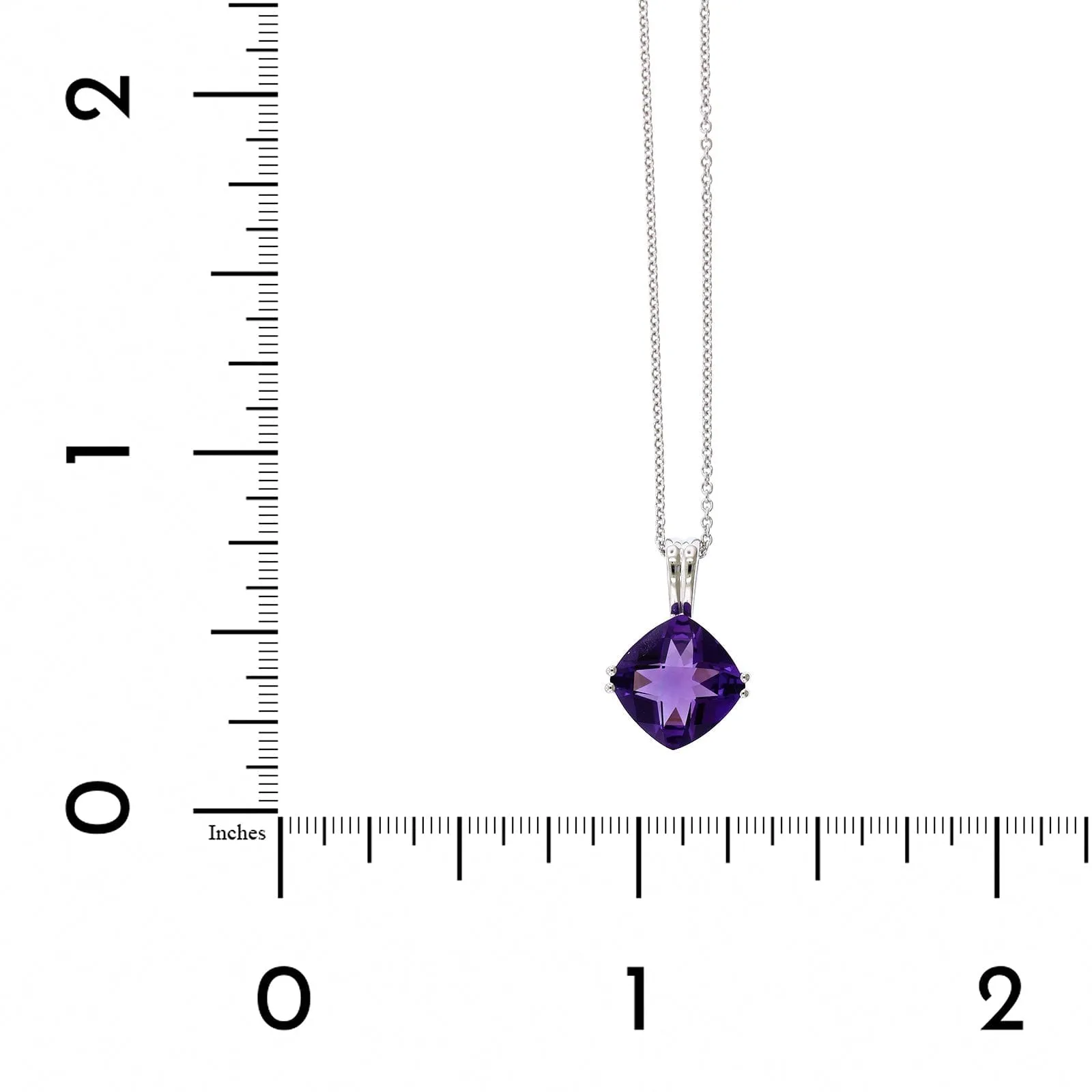 14K White Gold Cushion Amethyst Pendant