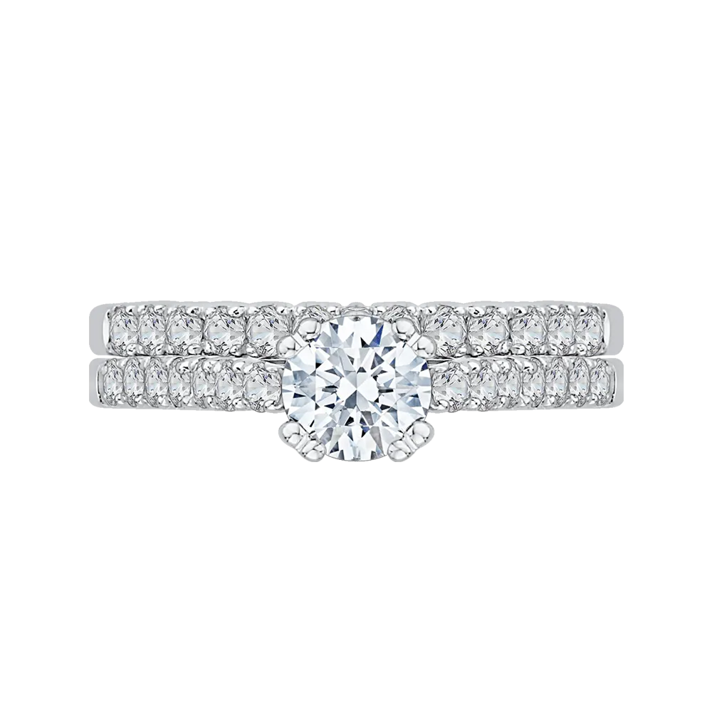 14K White Gold Round Diamond Cathedral Style Engagement Ring