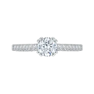 14K White Gold Round Diamond Cathedral Style Engagement Ring