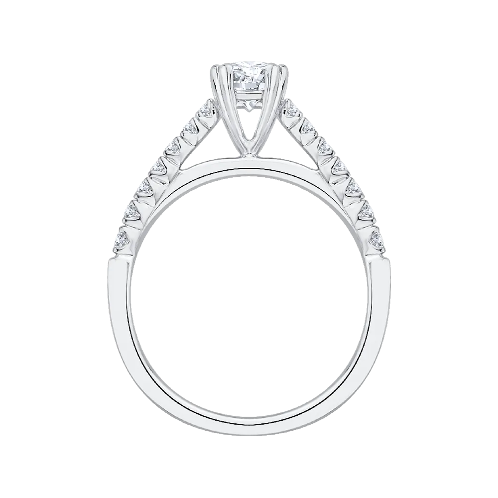 14K White Gold Round Diamond Cathedral Style Engagement Ring