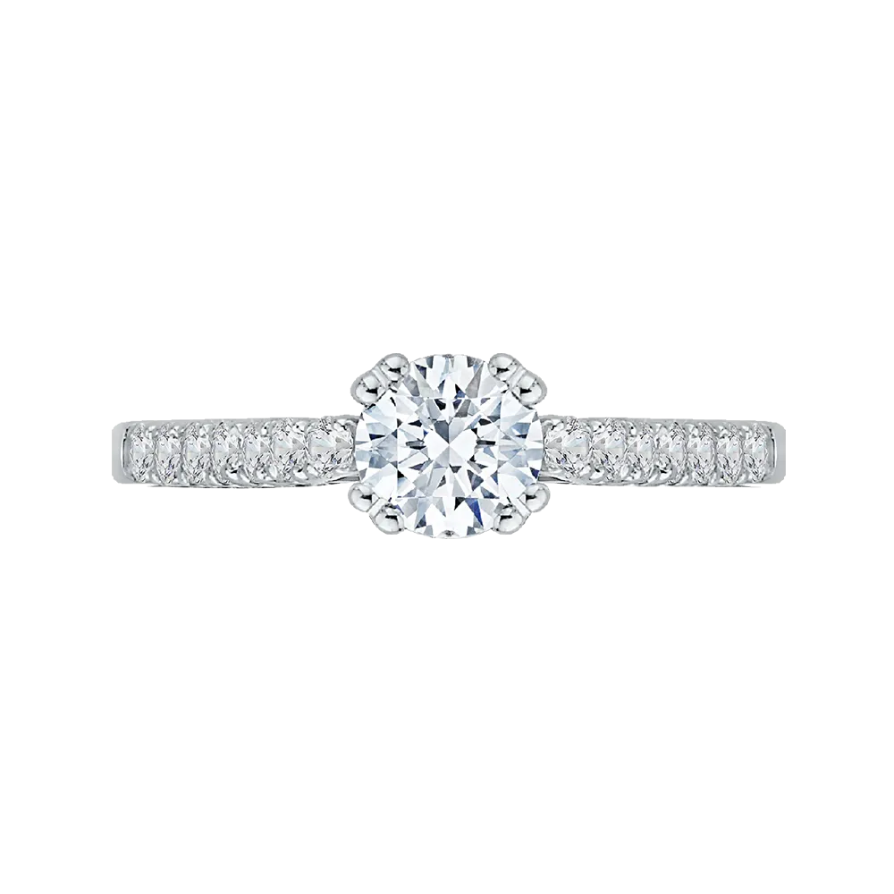 14K White Gold Round Diamond Cathedral Style Engagement Ring