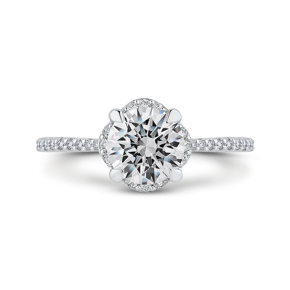 14K White Gold Round Diamond Engagement Ring (Semi Mount)