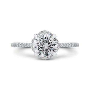 14K White Gold Round Diamond Engagement Ring (Semi Mount)