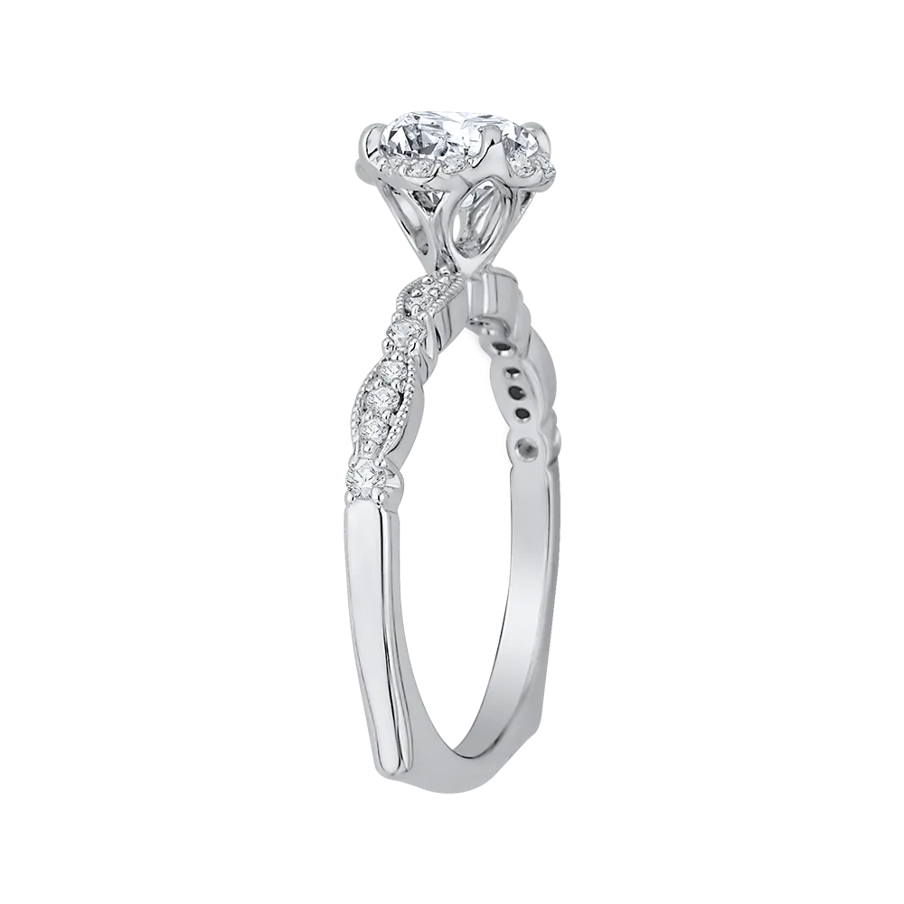 14K White Gold Round Diamond Engagement Ring (Semi Mount)