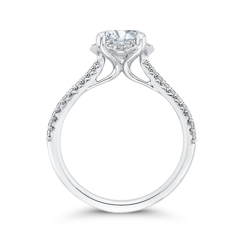 14K White Gold Round Diamond Engagement Ring (Semi Mount)