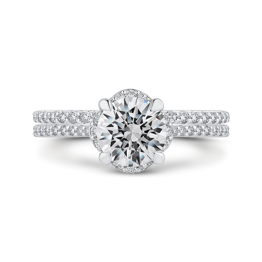 14K White Gold Round Diamond Engagement Ring (Semi Mount)