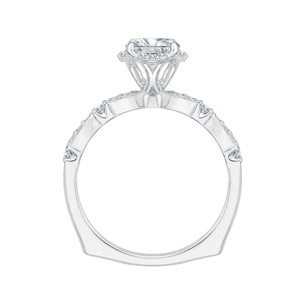 14K White Gold Round Diamond Engagement Ring (Semi Mount)