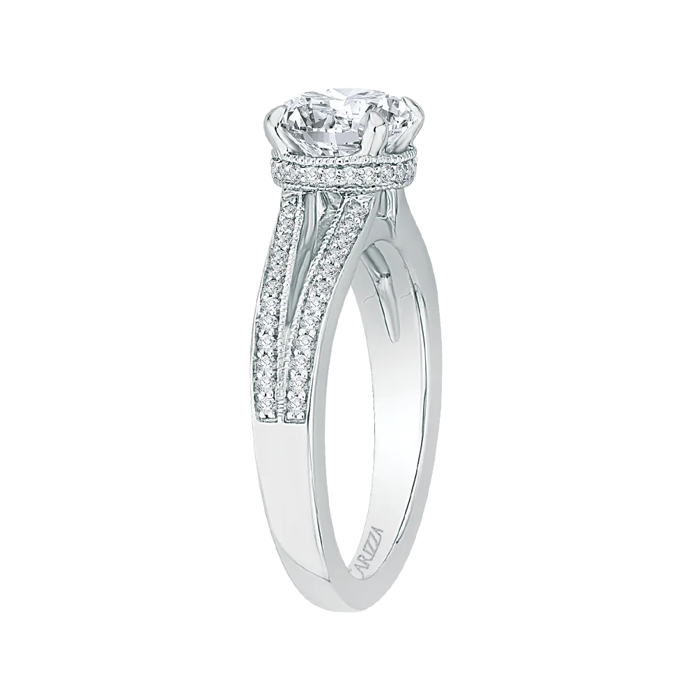 14K White Gold Round Diamond Engagement Ring with Split Shank (Semi Mount)