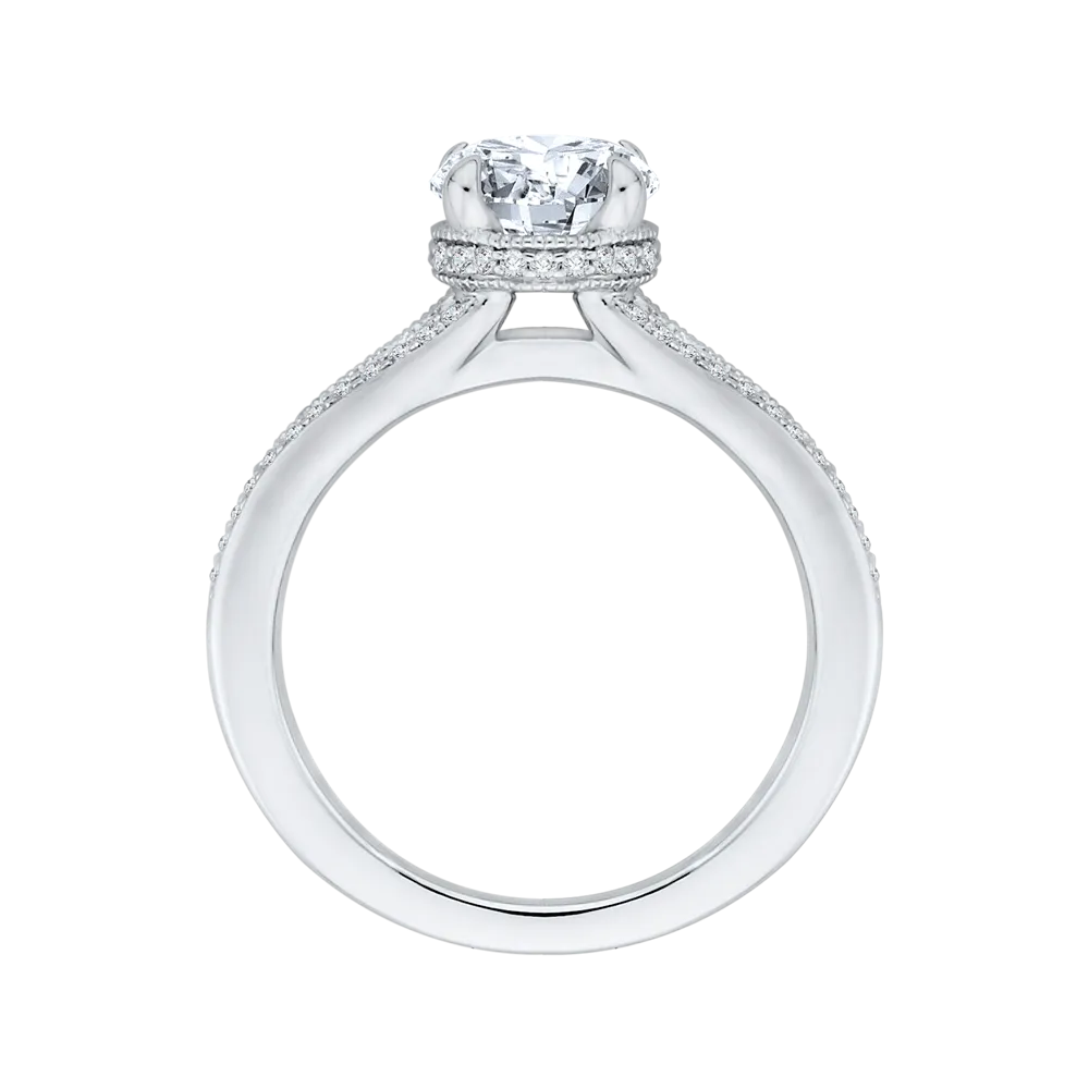 14K White Gold Round Diamond Engagement Ring with Split Shank (Semi Mount)